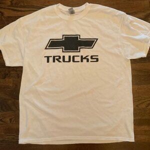 Chevy Trucks T Shirt Size XL White Shirt Black Logo Gildan Dryblend Chevrolet